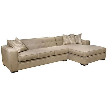 Modern Sectional Sofa with Button Tufted Back and Chaise